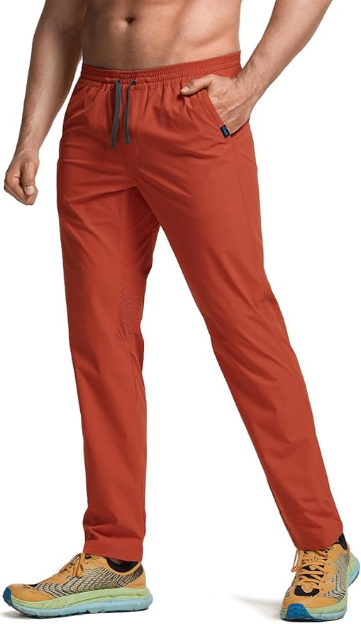 CQR Men's Lightweight Vent Hiking Pants, Water-Resistant & Breathable Sports Outdoor Athletic Pants with Elastic Waist