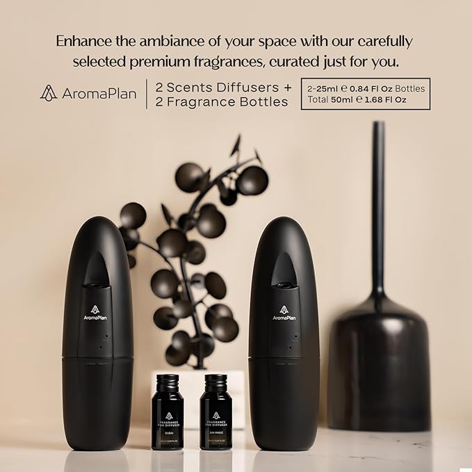 AromaPlan 5 Star Collection 2025 Plug in Waterless Diffuser (2 Fragrances Included)-Cold Air & Waterless Diffusers for Home & Office- Silent Wall Diffuser Plug in (2 Devices +2 Scents)