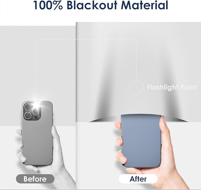 Blackout Curtains for Bedroom, 36" x 57" Temporary Blackout Shades for Windows, Portable Black Out Blinds Screen with 20 Loop & Hook, 100% Black Out Window Cover Film for Baby Nursery Travel RV- White