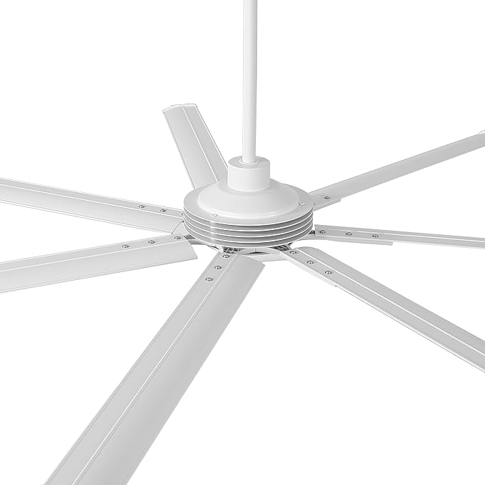 Industrial Ceiling Fans with Remote Control, 100 Inch White DC Motor Ceiling Fans without Lights for Living Room Shop Garage Bedroom Indoor Outdoor, 6-Speed Reverse/Forward, Dimmable, 3CCT, Timer