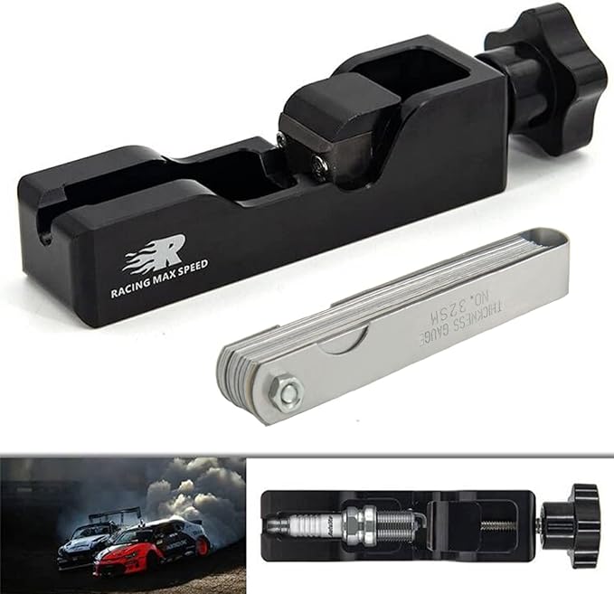 Universal Spark Plug Gap Tool Compatible with Most 10mm 12mm 14mm 16mm Spark Plugs Black - 1 Set with Feeler Gauge