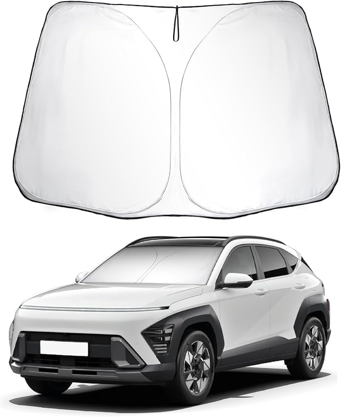 SKTU 2024 2025 2026 Kona Front Windshield Sunshade for 2024 2025 2026 Hyundai Kona Windshield Sun Shade Foldable for Blocks UV Rays and Blocks Heat and Sun Keeps Vehicle Cool
