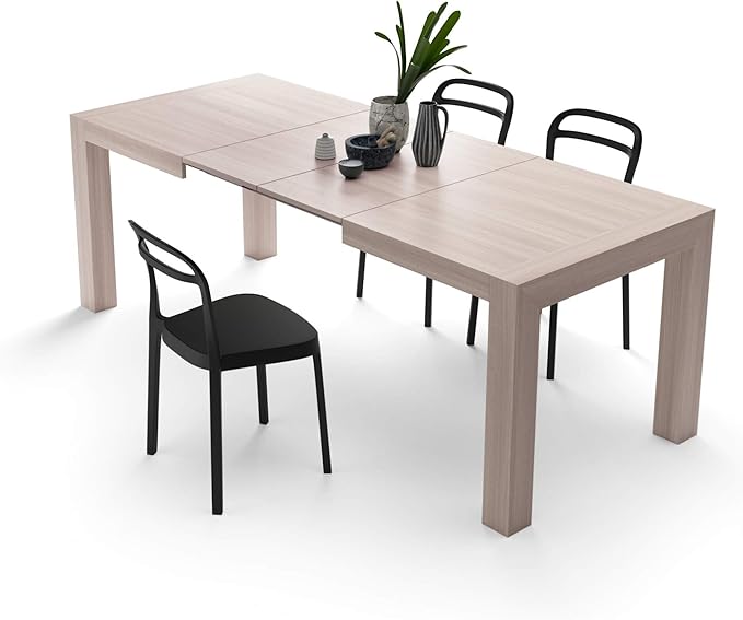 Mobili Fiver, Iacopo Extendable Dining Table, 55.1(86.6) x35.4 in, Pearled Elm, Made in Italy