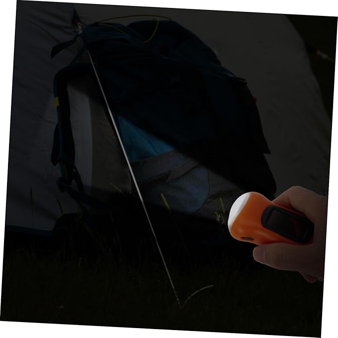 Hand Crank Solar Flashlight Portable Rechargeable LED Torch Dual Power Outdoor Hiking Emergency Light Compact Survival Lamp for Camping and Power Outages Orange