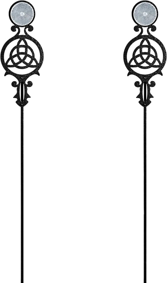 Touch of Class Pathways Reflective Driveway Marker Stake Set of Two for Outdoor Use | Celtic Knot Emblem Design | Personalized Tall Reflector Set of 2 | Black Durable Finish