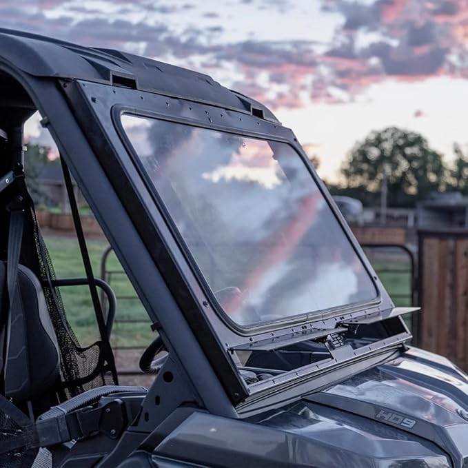 Front Windshield for Can-Am Defender (2020 - 2025) Shatter Resistant with Built-in UTV Windshield Vents, Easy Install Back Window, SXS Accessories for Rugged Terrain