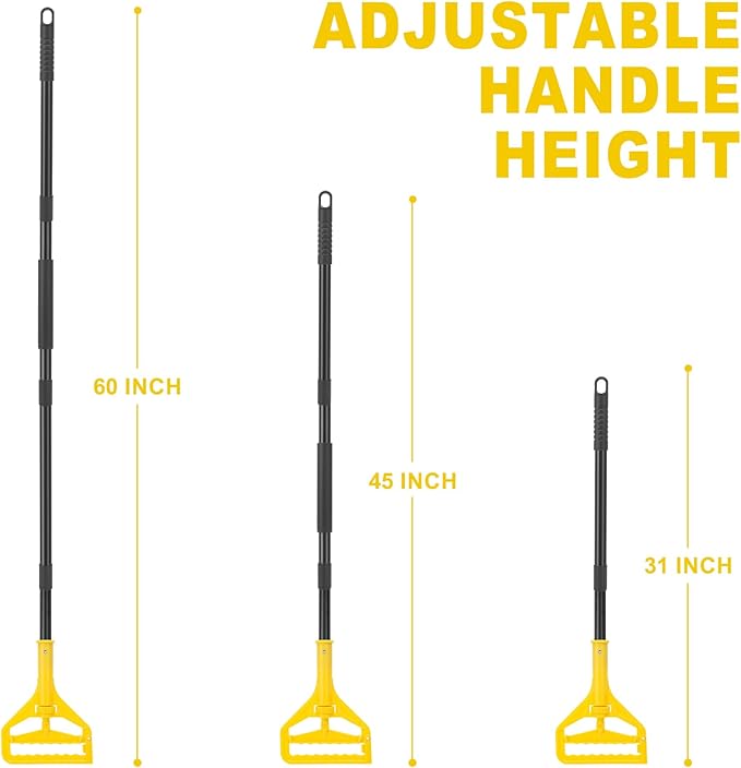 KeFanta 60 Inch Mop Handle Commercial Heavy Duty,Industrial Mop Stick Replacement Quick Change,Wet Mops Head Replacement Holder for Floor Cleaning(Yellow)