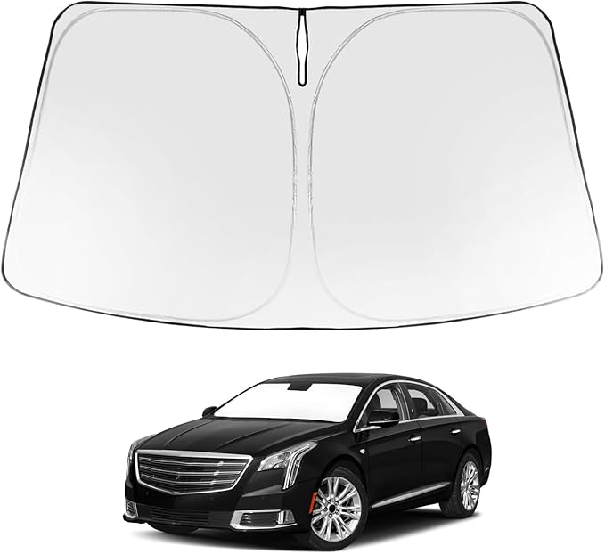 Proadsy 2025 Upgrade Windshield Sun Shade Custom Fit 2013-2019 Cadillac XTS Foldable Front Sunshade Protector Sun Visor Blocks UV Rays Keep Car Cooler