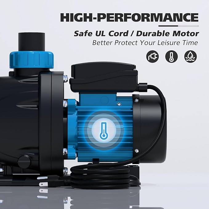 In/Above Ground Pool Pump, High Flow Powerful Self Priming Pool Pump with Timer,1.5 HP 5400GPH 115V