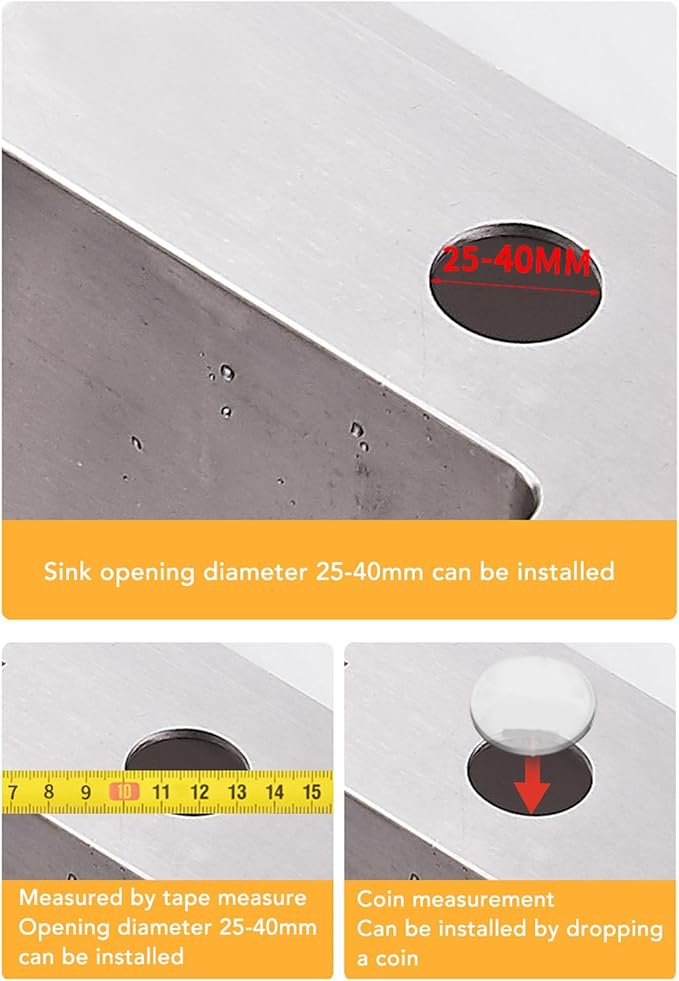Kitchen Sink Soap Dispenser - Built in Stainless Steel Pump Head | 350ml Refillable Bottle for Kitchen Countertop, Hand Dishwashing Liquid & Detergent