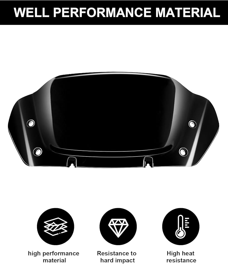 8" Wave Windshield Windscreen Wind Splitter Fit for Harley Davidson Street Glide FLHX 2024-2025, CVO Street Glide FLHXSE 2023-25, FLHXU 2025, Black