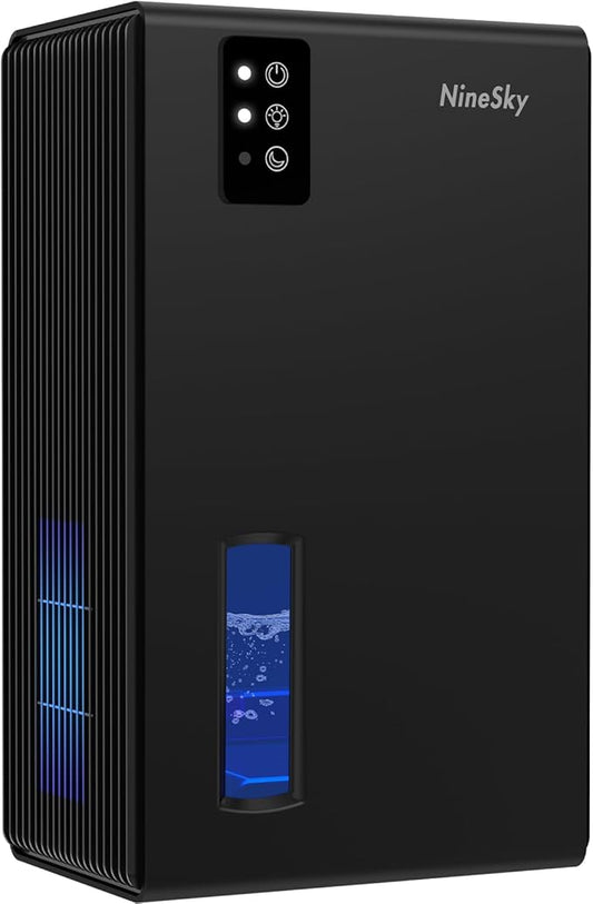 NineSky Dehumidifiers for Home, 95 OZ Water Tank, (1000 sq.ft) Dehumidifiers for Bathroom Bedroom Basement with Auto Shut Off,7 Colors LED Light(Black)