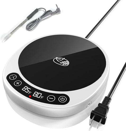 Larger 2-in-1 Sourdough Starter Warmer Pro - 2026 Upgrade Larger Heating Plate, Dough Temp Probe, 1°F Control (70–110°F), 24H Timer, Real-Time Monitoring, for Beginner Bakers Pro-WHT