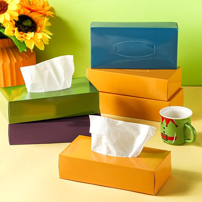 Yinder 12 Packs 1560 Sheets Soft Facial Tissues Box 2 Ply 130 Sheets Per Box Household Facial Tissues Bulk Fit for Bathroom Kitchen Office Car Home Use(Simple Style)