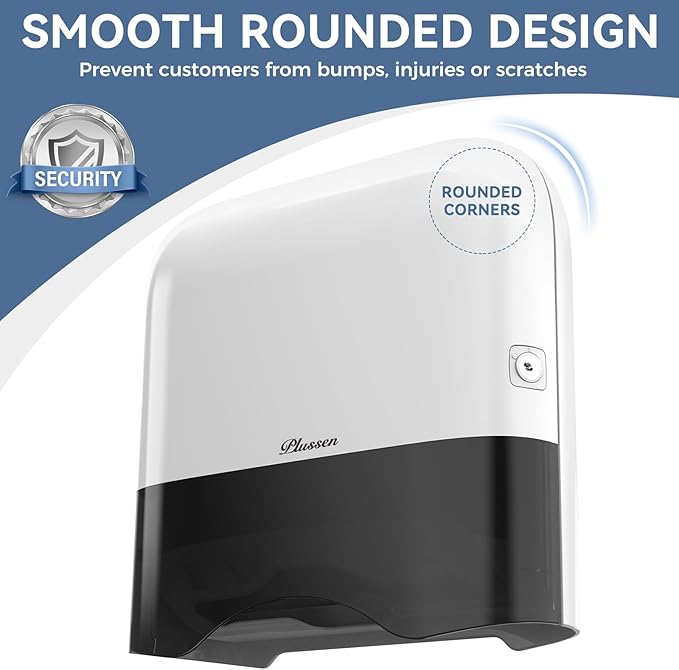 Commercial Paper Towel Dispenser Wall Mount Adhesive 250+ Multifold Trifold c-Fold Folded Hand Towel Dispenser for Bathroom 12" L x 3.8" W x 11.9" H