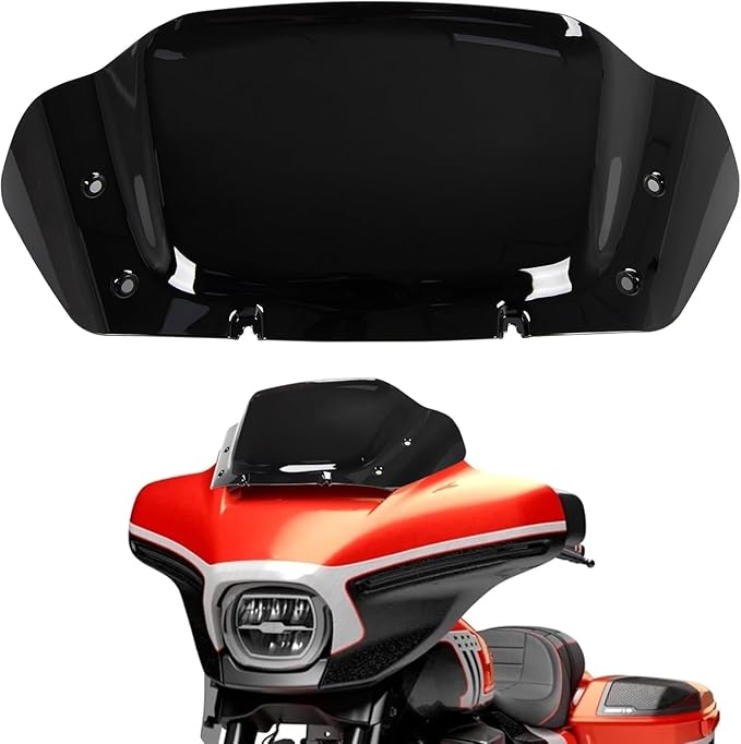 WYNMOTO Black 10" Wave Windshield Windscreen Wind Splitter Fit for Harley Davidson CVO Street Glide FLHXSE 2023 2024, Street Glide FLHX 2024-up (Black)