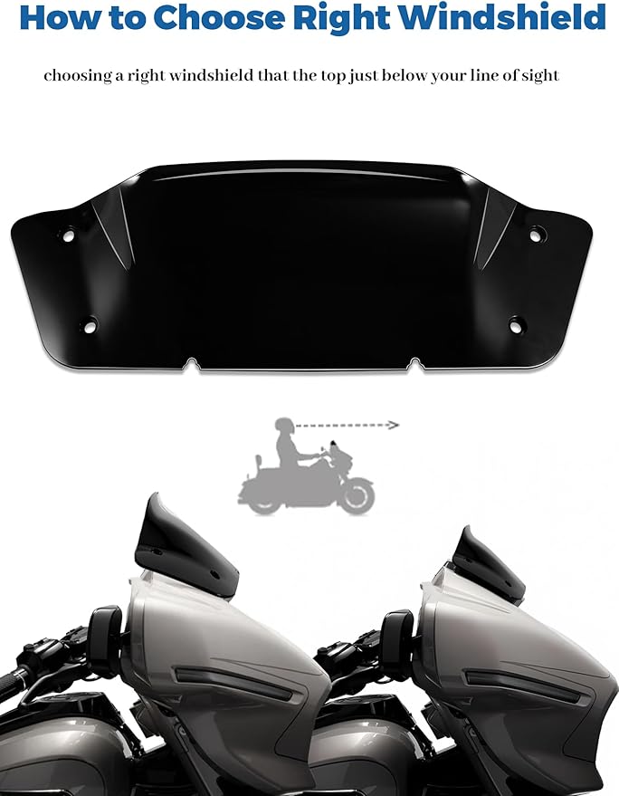 5" Windshield Black Windscreen Compatible for Harley Davidson CVO Street Glide FLHXSE 2023-Up, Street Glide FLHX 2024-Later (Vertical 5", Horizontal 7")