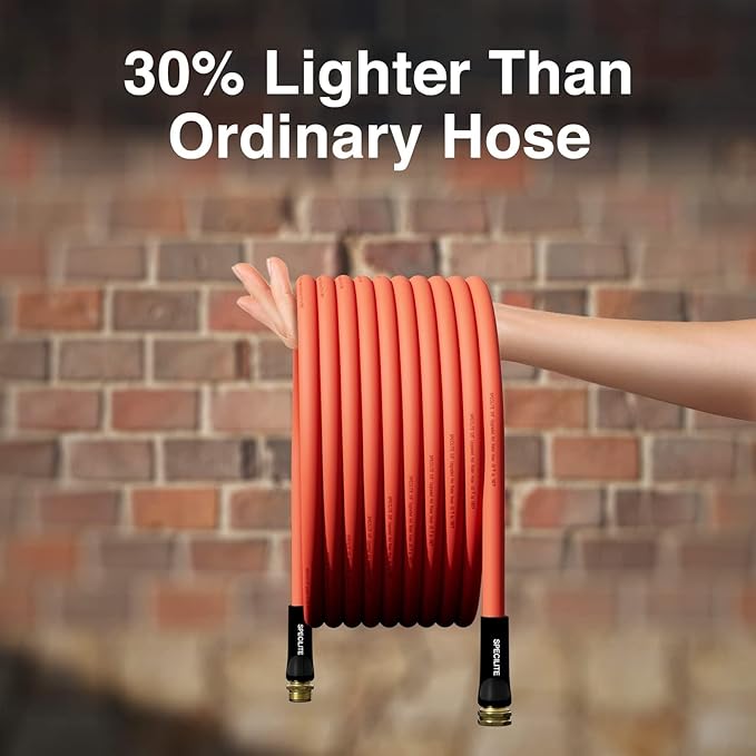 SPECILITE 3/4" Hot/Cold Garden Water Hose 100 ft, -50℉-190℉,Flexible & Lightweight With 3/4" Brass Fittings for Yard, Outdoor, Farm, Red