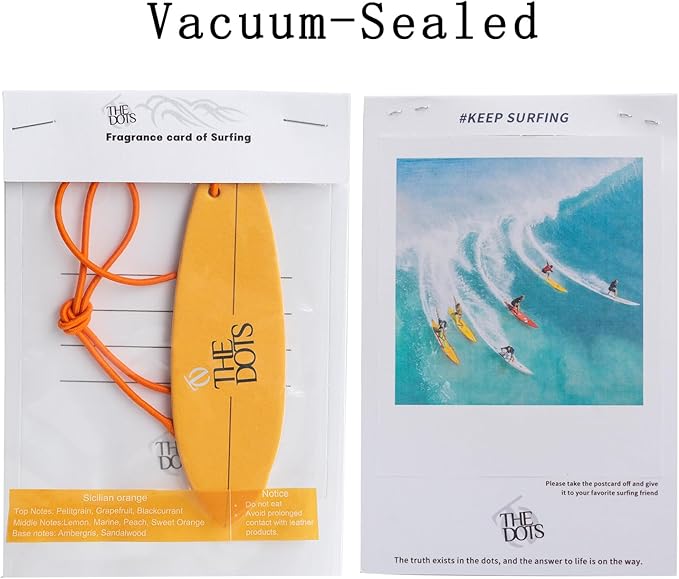 THEDOTS Series 15 Pack Sicilian Orange Surfboard Hanging Car Air Fresheners, Detachable Message Cards with Surfing Art, Long-lasting Scent for Car & Home