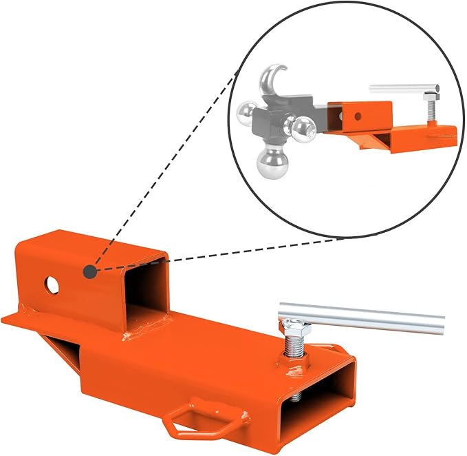 Forklift Ball Hitch Attachment, EBESTTECH 1PC Forklift Trailer Hitch Attachment 2" Receiver Trailer Towing Adapter with Chain Orange
