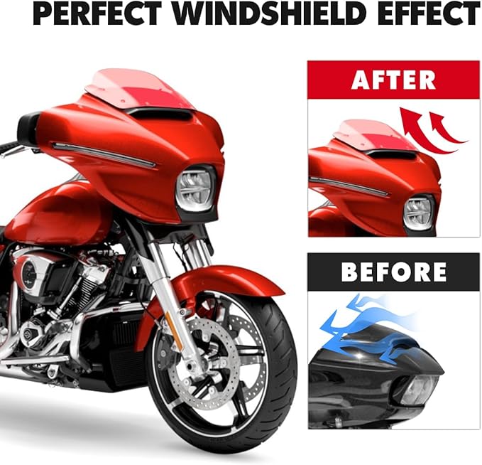 7" Red Windscreen Windshield Compatible with Harley Davidson Tuoring CVO Street Glide FLHXSE 2023 2024 FLHX/I 2024 for 2023 2024 Road Glide Accessories