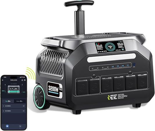IEE P3200 Portable Power Station 3200W, 2048Wh Solar Generator, 1800W AC Charging & 1000W Solar Charging, LiFePO4 Battery Power Station for Home Backup, Power Outage, Camping, RV, Emergencies