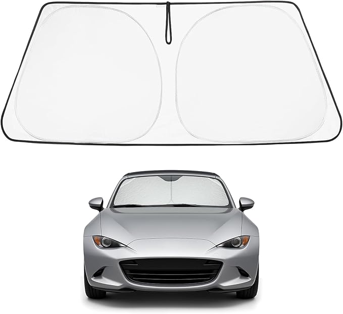 Proadsy 2025 Upgrade Windshield Sun Shade Custom Fit Mazda MX-5 Miata Convertible 2017-2019 4-Layer Foldable Front Sunshade Protector Sun Visor Blocks UV Rays Keep Car Cooler