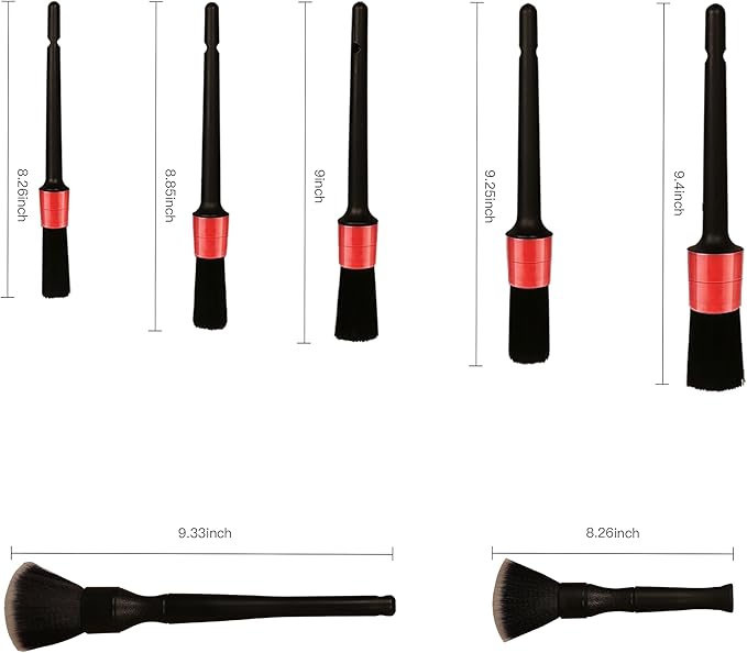 Car Detailing Brush Set, 7 Pcs Natural Bristles Car Detailing Kit for Automotive Interior, Air Conditioning Vents, Engine Bays, Dashboard and Wheels
