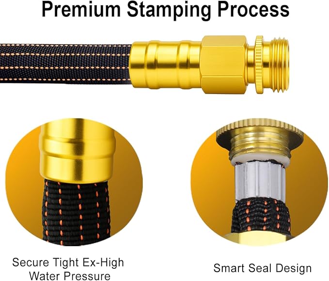 50FT Lightweight Flexible Garden Hose,Non-Slip Handles,Non-kink Hose,Solid Brass Fitting for Boats, RV Water Hose,Marine Washdown,Lawn,Garden,Leakproof TPE Hose (GreenBlack, 2x25 FT)
