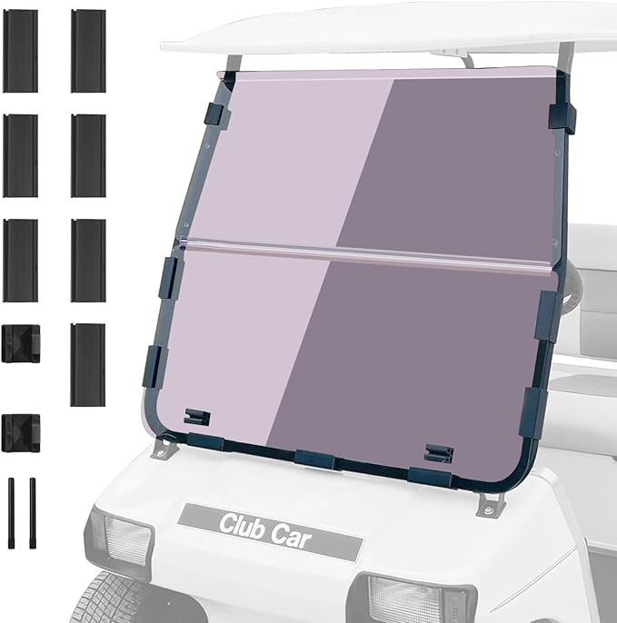 Club Car DS NEW Flip Flop Compact Golf Cart Windshield, Tinted Color, 3/16" Thickness, Fits Club Car DS 2000.5+ NEW
