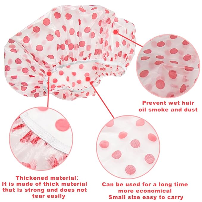 18Pcs Plastic Shower Caps for Women Reusable Waterproof Bath Caps Bathing Hair Cap Shower Caps for Shower,Spa,Salon,Housework,Girls,Home,Travel (Pink+Blue+Green)