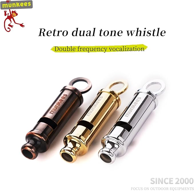 munkees 2-Channel high pitched Whistle, for Coaches and Referees, Outdoor Rescue, Retro Modeling and high Volume Outdoor Equipment