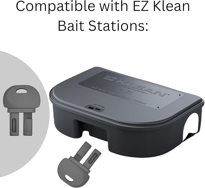 Key for EZ Klean Rat Bait Stations and Exterminators Choice Bait Boxes - Mouse Bait Station Key compatible with FBS Fly Bait Stations and EZ Klean Bait Stations - With Robby’s Cloud Keychain (12 Pack)