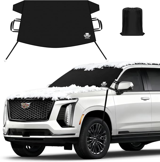 Windshield Cover for Ice and Snow,Heavy Duty 600D Oxford Fabric,Snow Windshield Cover for Car,Trucks, SUV,MPV,Van,Standard Winter Frost Hails Windshield Protector Blanket,X-Large,72/57Wx50D Inch