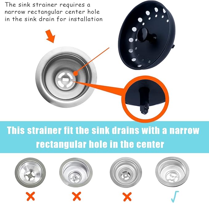 3 Pieces Kitchen Sink Stopper Strainer, 3 in 1 Kitchen Sink Basket Strainer, Universal Anti-Clogging Stainless Steel Sink Disposal Stopper, Perforated Basket Drain Filter Sieve