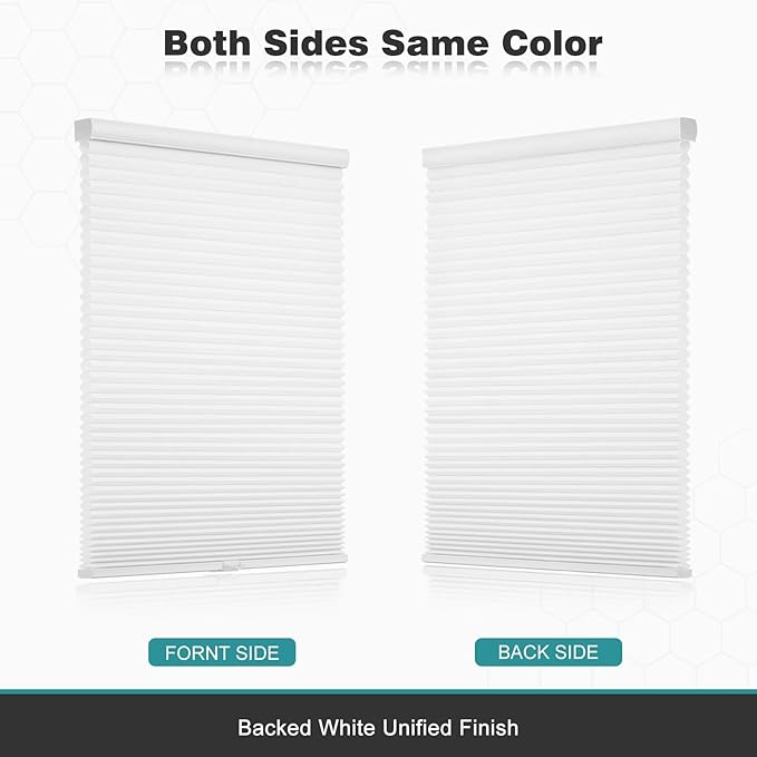 Changshade Cordless Cellular Shades, Light Filtering Honeycomb Shades for Windows, Pull Down Pleated Blinds, Easy to Install for Indoor Windows and French Doors,38" W x 72" H, Grey