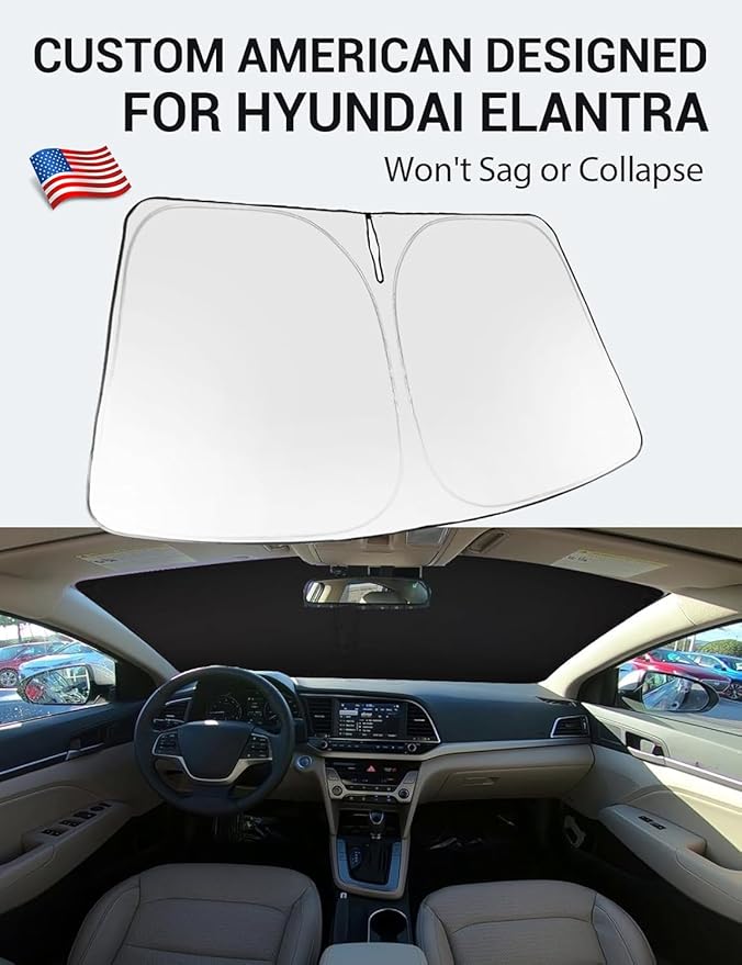 Proadsy 2025 Upgrade Windshield Sun Shade for Hyundai Elantra 2017-2020 Front Window Sunshade Protector Foldable Sun Visor Blocks UV Rays Keep Car Cooler