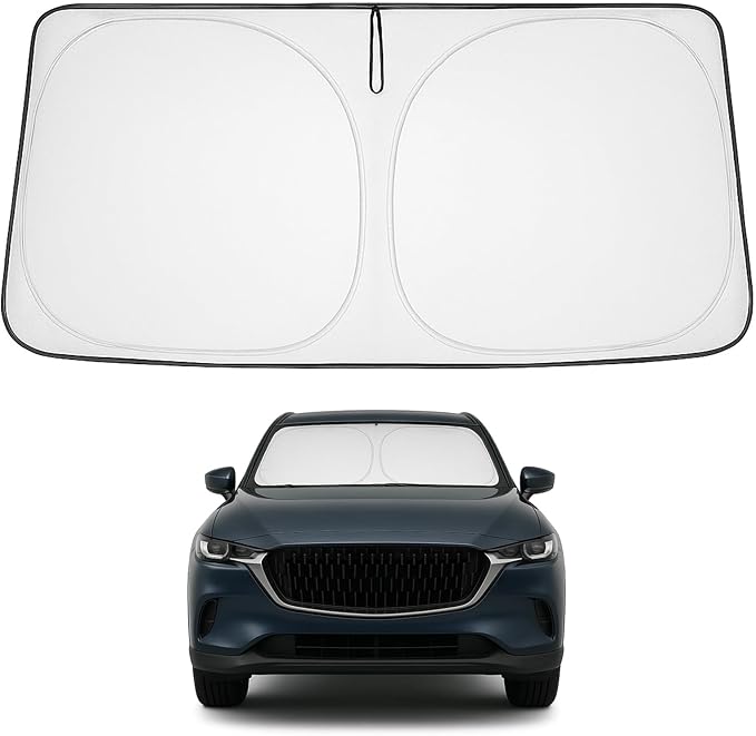 Proadsy 2025 Upgrade Windshield Sun Shade Custom Fit Mazda CX-9 CX9 2016-2024 2025 4-Layer Foldable Front Sunshade Protector Sun Visor Blocks UV Rays Keep Car Cooler