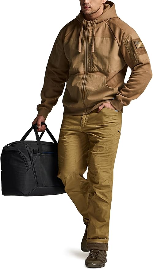 CQR Men's Winter Fleece Lined Pants, Water-Resistant Outdoor Stretch Work Pants, Windproof Casual Pants with Pockets
