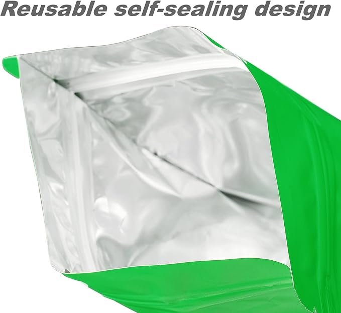 150 Pack Stand up Matte Metallic Storage Bags with Clear Front Window Heat-Sealable Resealable Solid Color Pouches for Food Storage Containers Organizer(Green,3.9 * 5.9 inch,Pack of 150)