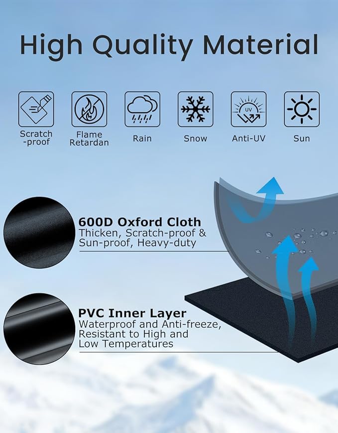 Windshield Cover for Ice and Snow | Heavy Duty 600D Oxford Fabric | Windshield Protector for Cars, SUVs, Trucks | Secure Fit Waterproof Frost Cover | Winter Car Accessories | 69"x42"