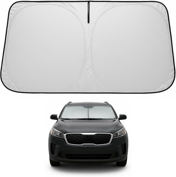 Proadsy 2025 Upgrade Windshield Sun Shade Custom Fit Kia Sorento 2015-2020 4-Layer Foldable Front Sunshade Protector Sun Visor Blocks UV Rays Keep Car Cooler Accessories