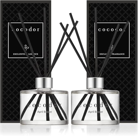 COCODOR Signature Reed Diffuser Set/April Breeze / 6.7oz /2 Pack/Home Fragrance Diffuser, Oil Scent Diffuser for Bathroom Shelf Decor
