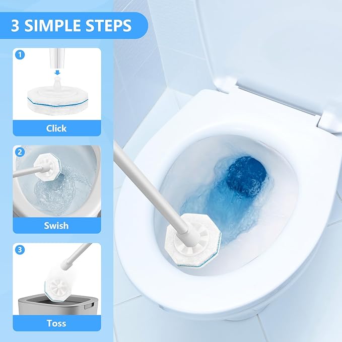 50 Count Toilet Wand Refills for Clorox, Upgraded Disposable Brush Heads Compatible with Clorox Wand Refills for Bathroom Cleaning