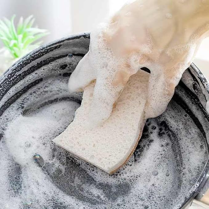 Natural Kitchen Sponge - Eco-Friendly Dish Sponges for Kitchen, Pack of 12 – Biodegradable Cellulose & Coconut Fiber Scrubbers – Sustainable Household Cleaning Sponges