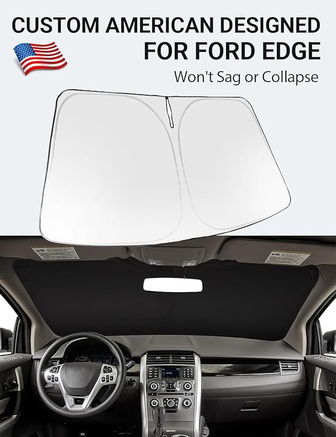 Proadsy 2025 Upgrade Windshield Sun Shade Custom Fit 2007-2014 Ford Edge Foldable Front Sunshade Protector Sun Visor Blocks UV Rays Keep Car Cooler
