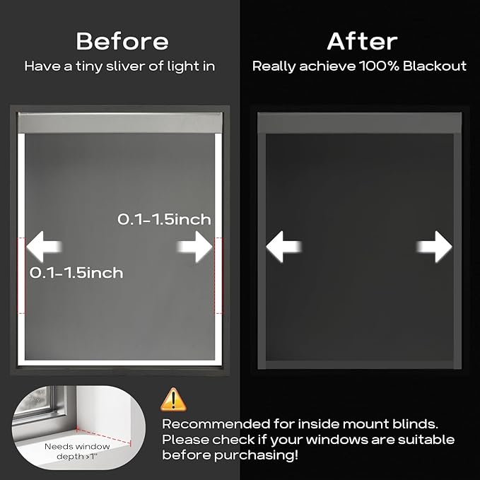 100% Blackout PVC Light Blocking Strip for Window Shades and Blinds Both Sides Tracks for Blackout Shades Easy to Install for BedroomGreat for Bedroom Nursery (L-Shaped White-2pcs, 58.5")