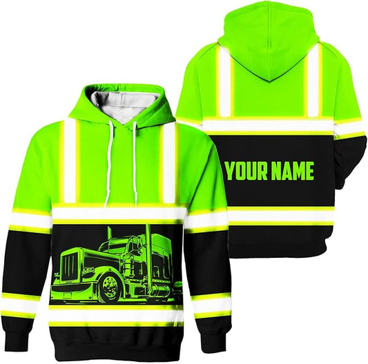 Matedecor High Visibility Hi Vis Hoodie for Men - Jobs Collection Custom Name Class 3 Reflective Safety Workwear