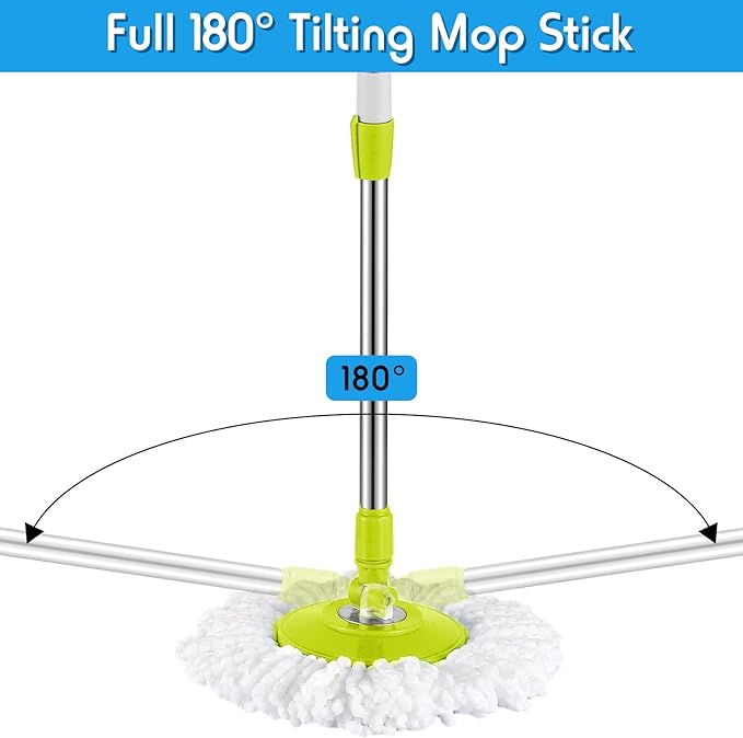 Spin Mop Replacement Handle 360 Degree Spin Mop Pole Handle Replacement Rotating Telescopic Stick for Head Replace Spinning Household Cleaning Accessories for Home(Green)