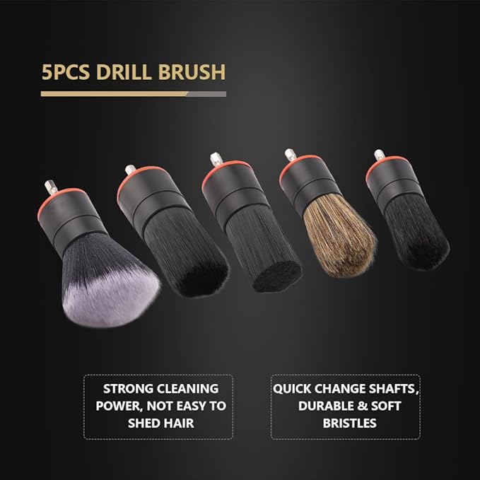 SPTA 5Pcs Car Detail Drill Brush Attachment Head Set for Cleaning Interior or Exterior, Used on Electric Drill, Electric Driver